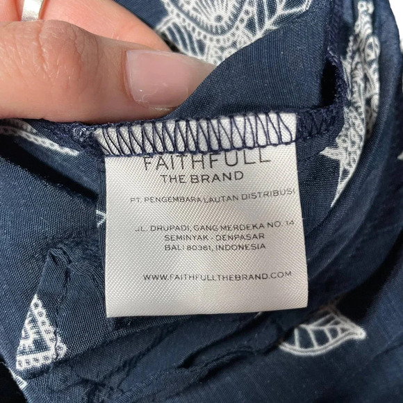 Faithfull The Brand Lane Off The Shoulder Romper Navy Blue Paisley Size US 6 - Picture 9 of 10